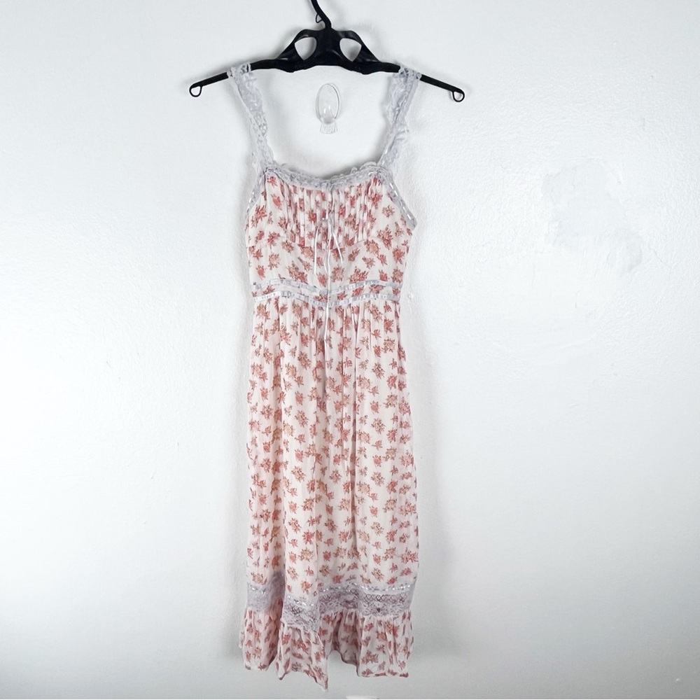 URBAN OUTFITTERS Dallas Floral Prairie Lined Lace Smocked Maxi Dress XS Boho